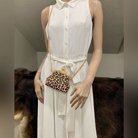 Leopard Print Genuine Hair-on-horsehide Kisslock Clutch/Coin Pouch/Crossbody - Picture 9 of 15